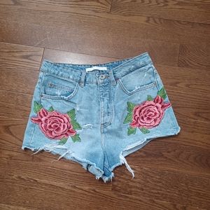 Zara Floral Embroidery Shorts